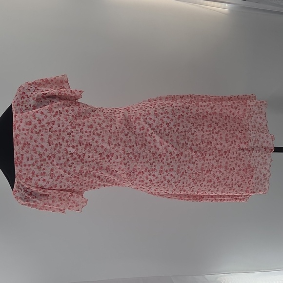 Floral Pink Dress with Ruffle Sleeves - Picture 13 of 16